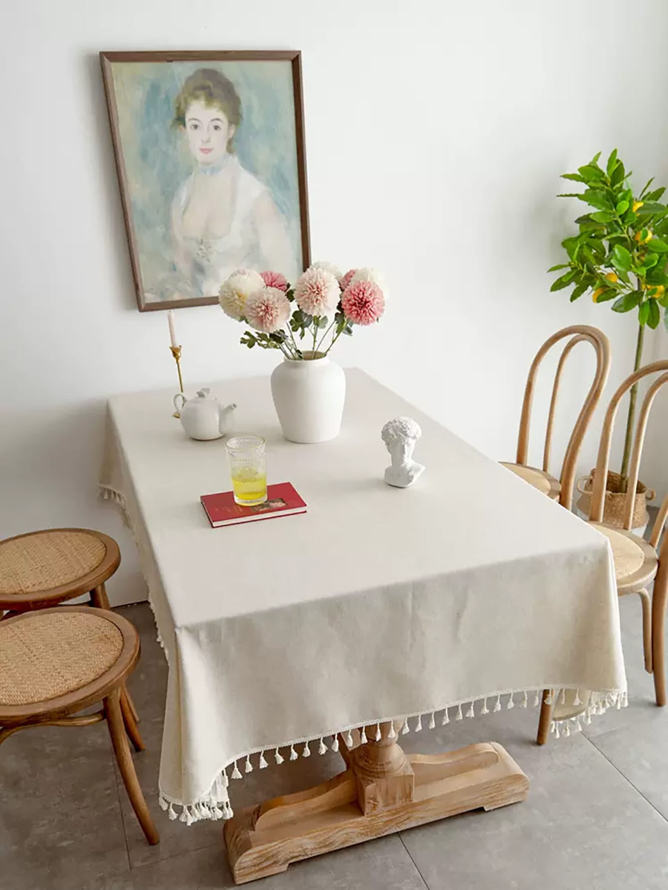 Photography Coffee - A Solid Color Linen Edge Tablecloth