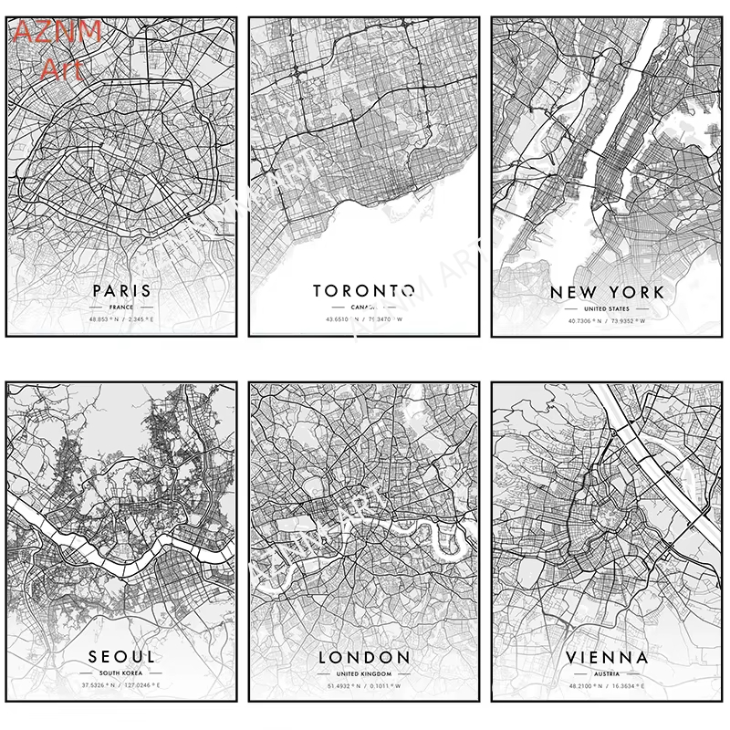 City Map Artwork Poster Paris  - đánh giá và giá Photography Black And White