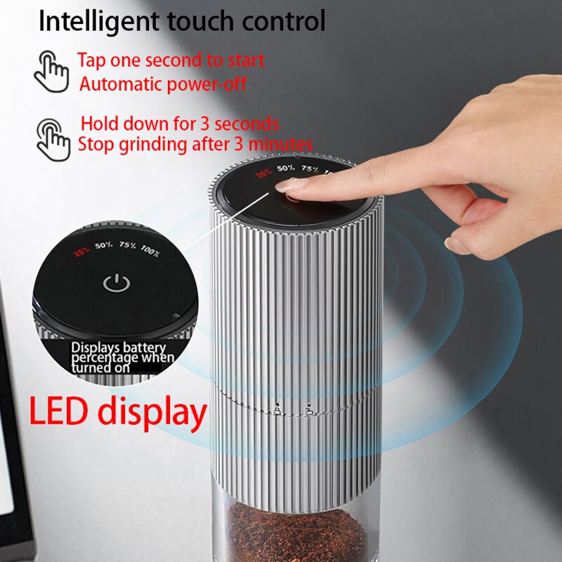 Electric Coffee Grinder LED Di - đánh giá và giá Photography Coffee